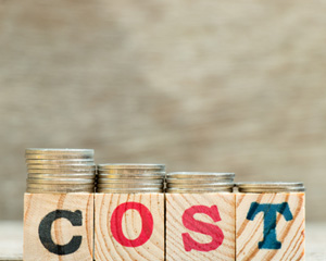 Cost written on wooden blocks