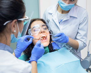 Woman getting a dental crown